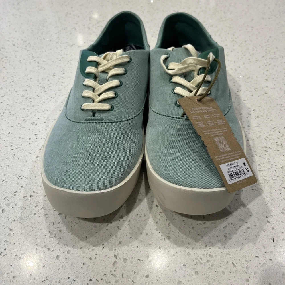 Olukai Tradewind Mens 10 Canvas Lace Up Boat Beach Sneakers Drop-In Heel Bamboo